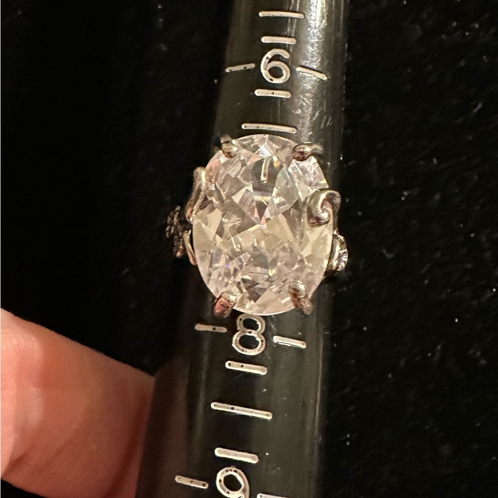 Israel 925‎ Sterling Silver & Crystal Ring Brutalist Floral Setting Sz 7.75 - Picture 10 of 10